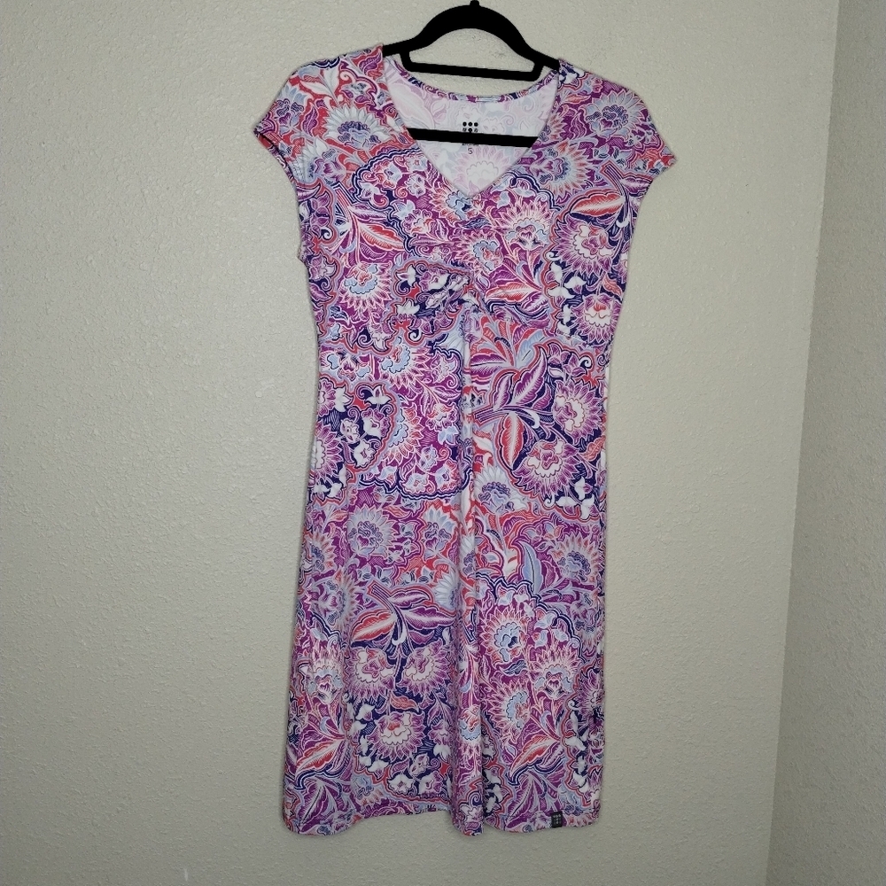 Title Nine Amelia Diamelete Dress Pink Purple White Women's Size Small